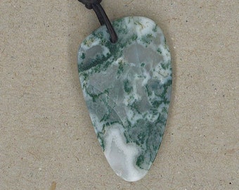 Crazy Lace Agate Pendant Adjustable Leather Necklace Handmade by Chris Hay