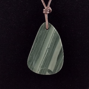 Strawberry Hill Jasper Pendant Adjustable Leather Necklace Handmade by Chris Hay