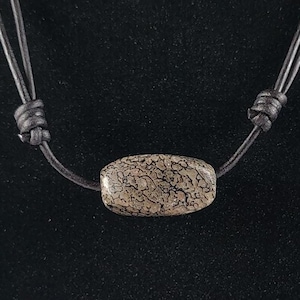 Dinosaur Bone Bead Adjustable Leather Necklace Handmade by Chris Hay