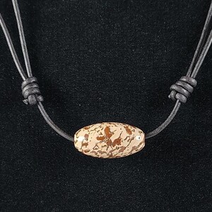 Dinosaur Bone Bead Adjustable Leather Necklace Handmade by Chris Hay