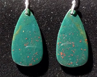 Bloodstone and Sterling Silver Earrings Handmade by Chris Hay