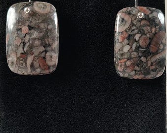Crinoid Fossil and Sterling Silver Earrings Handmade by Chris Hay