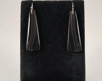 Banded Agate and Sterling Silver Earrings Handmade by Chris Hay