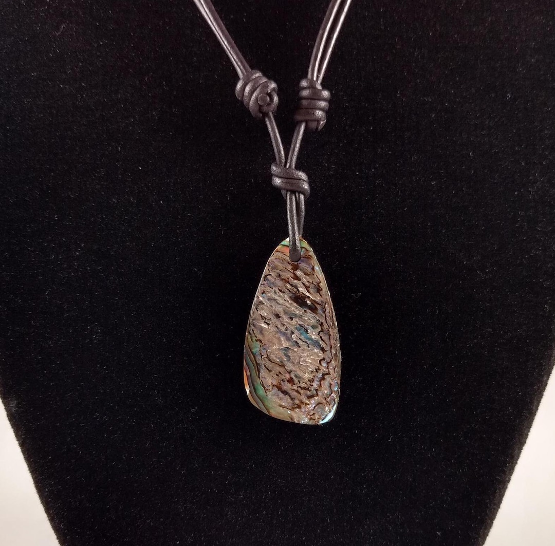 Abalone Shell Pendant Adjustable Leather Necklace Handmade by Chris Hay ...