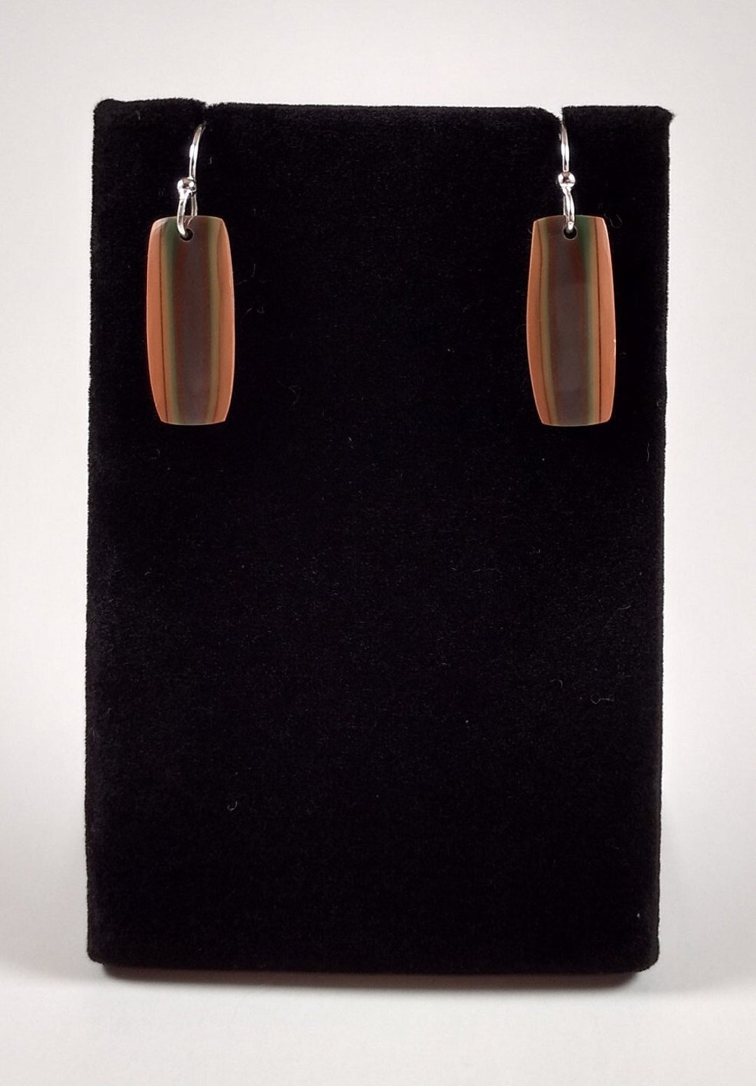 Boucles D'oreilles Pendantes En Jaspe Impérial Multicolore - Dormeuses, Laiton, Neuves