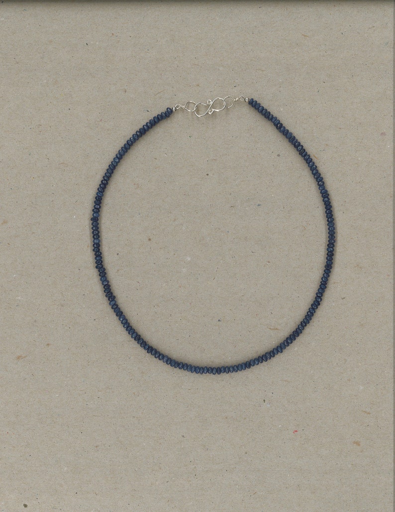 Faceted Sapphire and Sterling Silver Necklace Handmade by Chris Hay