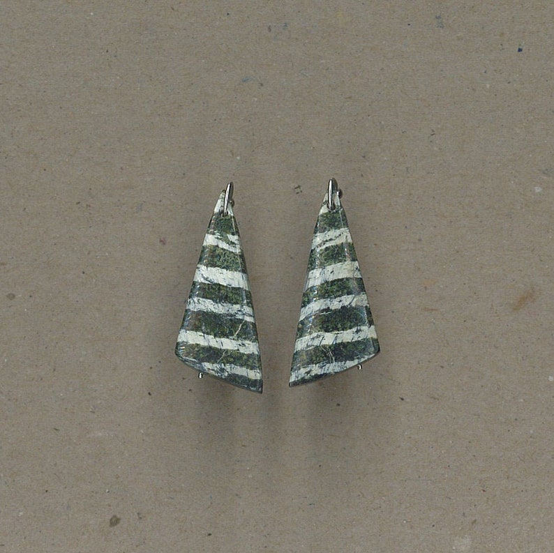 Green Swiss Opal and Sterling Silver Earrings Handmade by Chris Hay