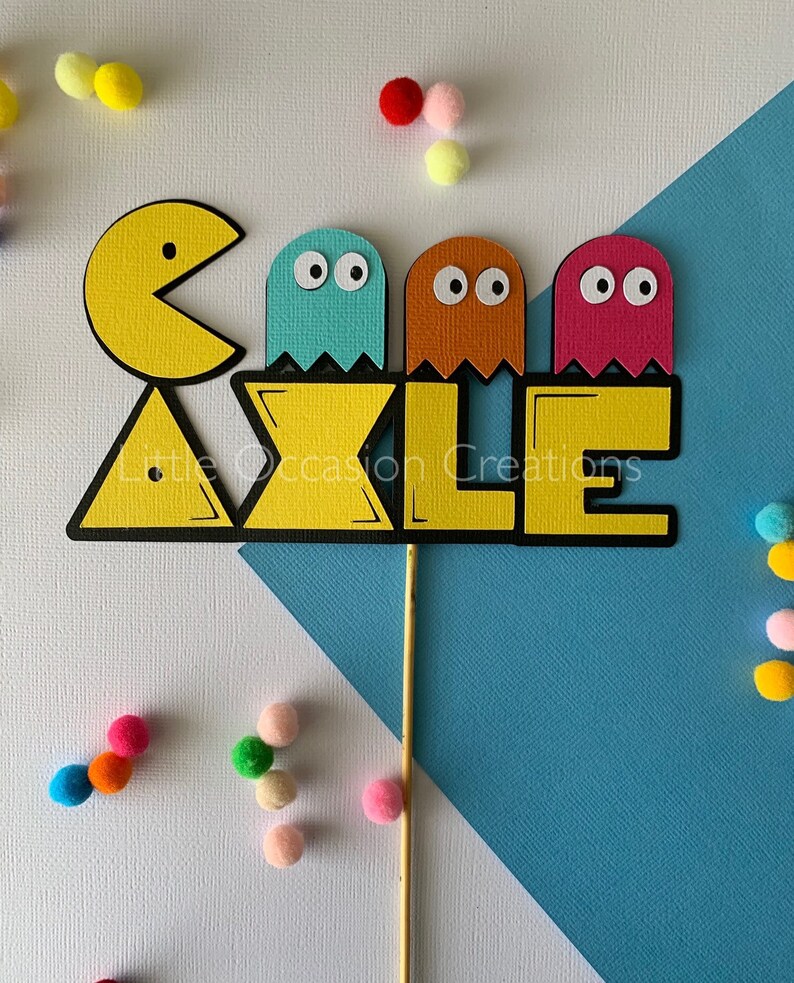 Pacman Cake Topper Arcade Cake Topper 80s Cake Topper Etsy