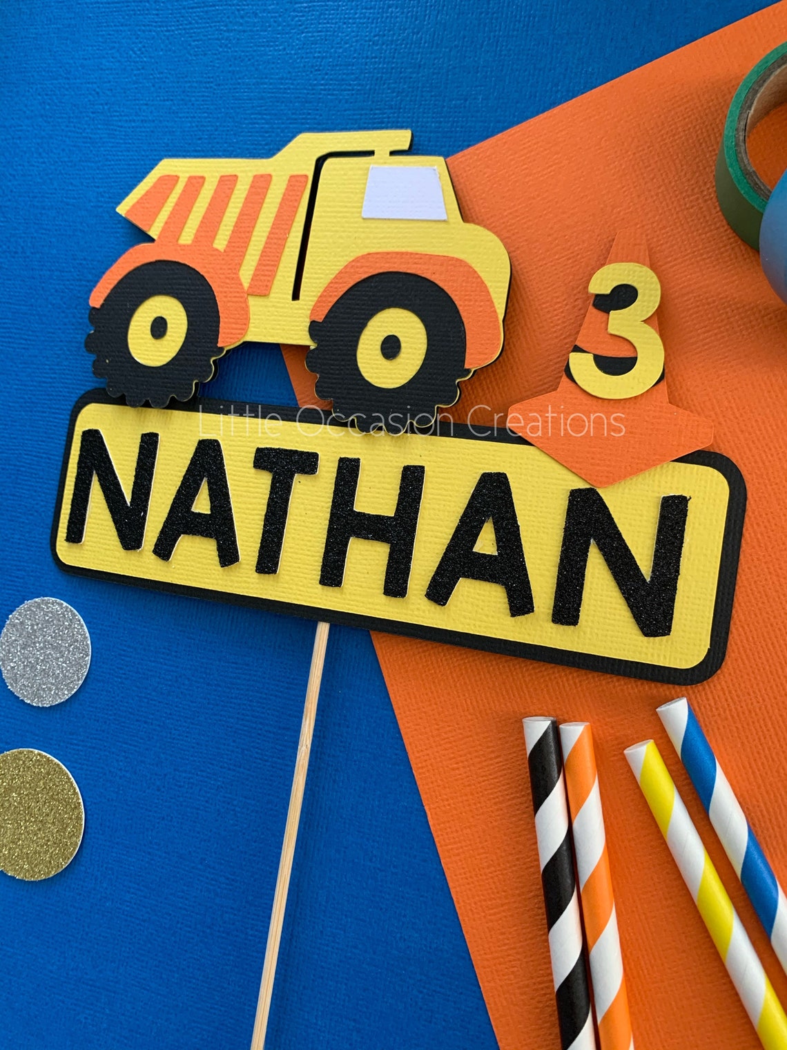 Construction Cake Topper Dump Truck Cake Topper Digger Cake Etsy