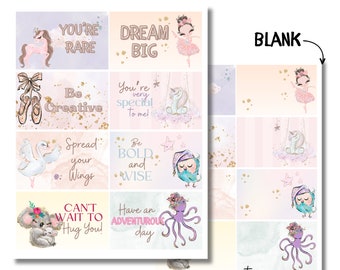 Lunch Box Notes for Kids, Lunchbox Notes For Girls, Positive Affirmations, Encouraging Notes For Kids, Instant Download Lunch notes