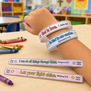 Bible Memory Verse Bracelet Craft, Printable Scripture Memory Craft for Kids