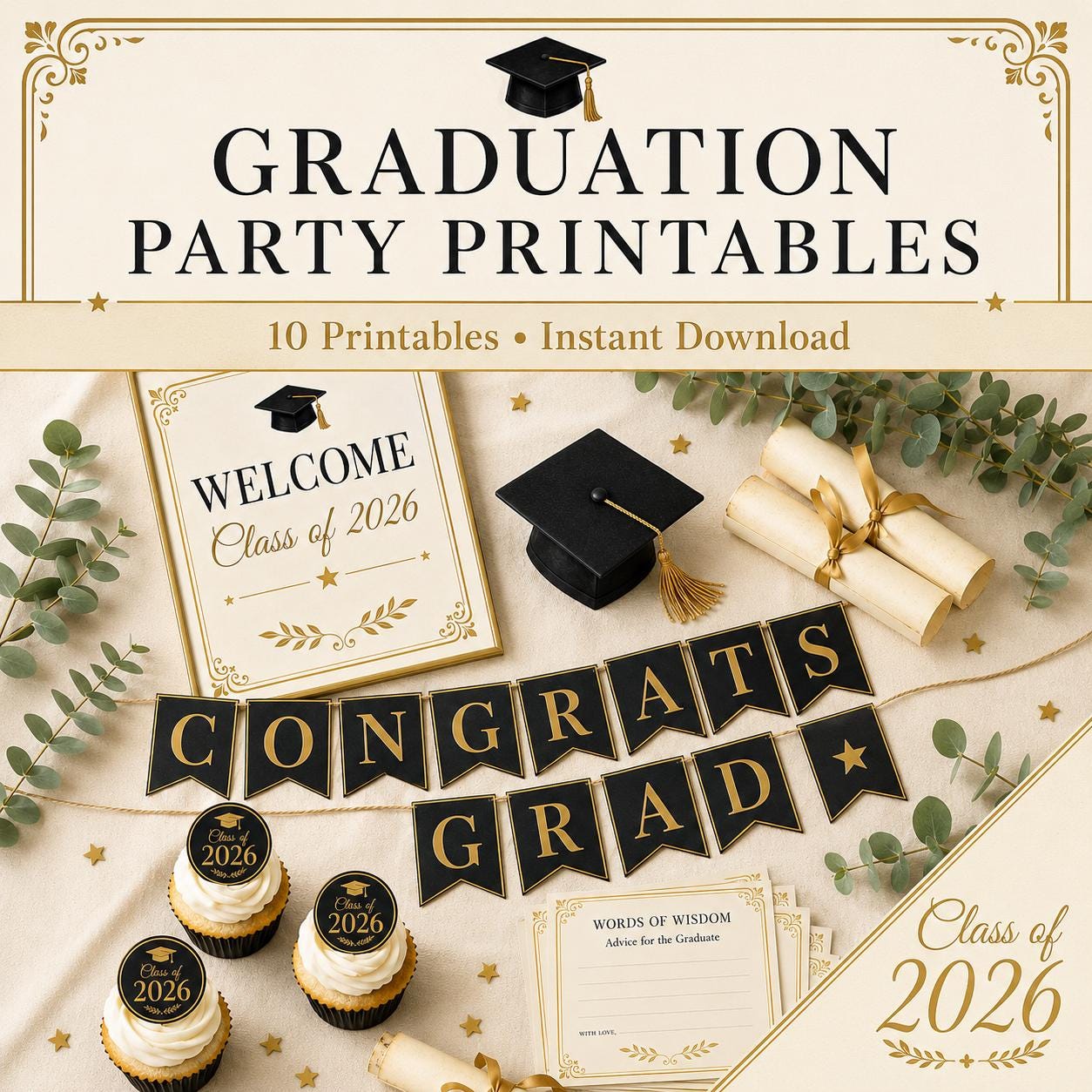 Graduation Party Decorations Printable Bundle | Class of 2026 ...