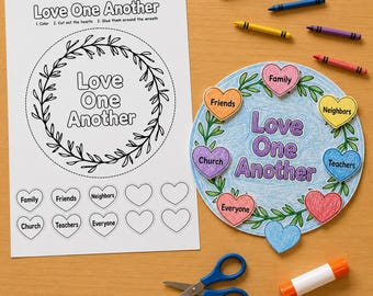Love One Another Craft, Printable John 13 Bible Craft for Sunday School Kids