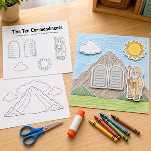 The Ten Commandments Craft, Printable Moses Bible Craft for Sunday School