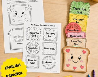Prayer Sandwich Pocket Craft, Printable Prayer Craft for Sunday School Kids