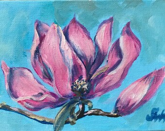 Magnolia Painting  Original Art Floral Painting 7 x 5’’