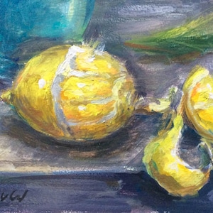 Lemon Painting Original Oil  Painting 5 x 7’’