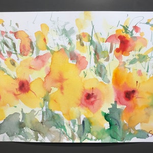Flowers Painting Original Abstract  Watercolour  Floral Painting 12 x 9”