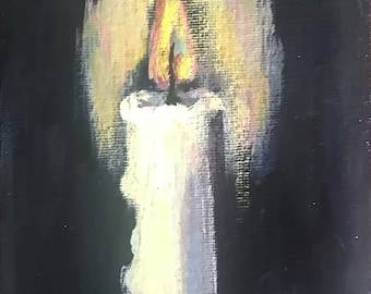 Candle flame painting,Original oil Painting 7 x 5”