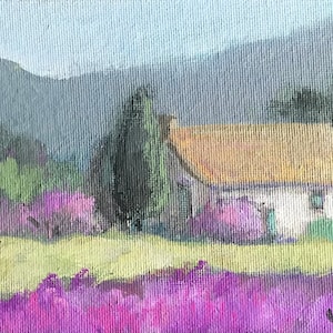 Provence lavender field,Provence  Landscape  Art Original Painting 5 x 7’’