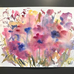 Flowers Painting Original Floral Abstract  Watercolour  Floral Painting 12 x 9”