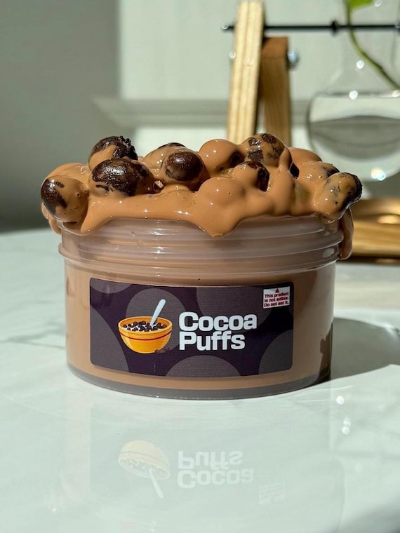 Cocoa Puffs Slime, Crunchy Slime, Thick and Glossy Slime, Stretchy Slime, Chocolate Scented Slime, Slime for Kids, Stress Relief Toy, Fidget