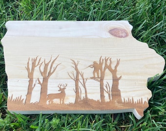 Deer hunting state sign from wood for man hunter cabin decor pallet wood