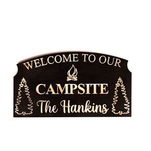 Custom Carved  Camping Campsite  Personalized Last Name RV  Sign For Family Travel  Campsite