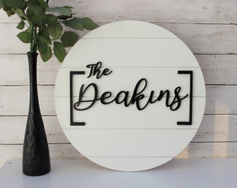 Last Name Family Personalized modern home decor Sign for Wedding gift, living room, entry way anniversary dining room