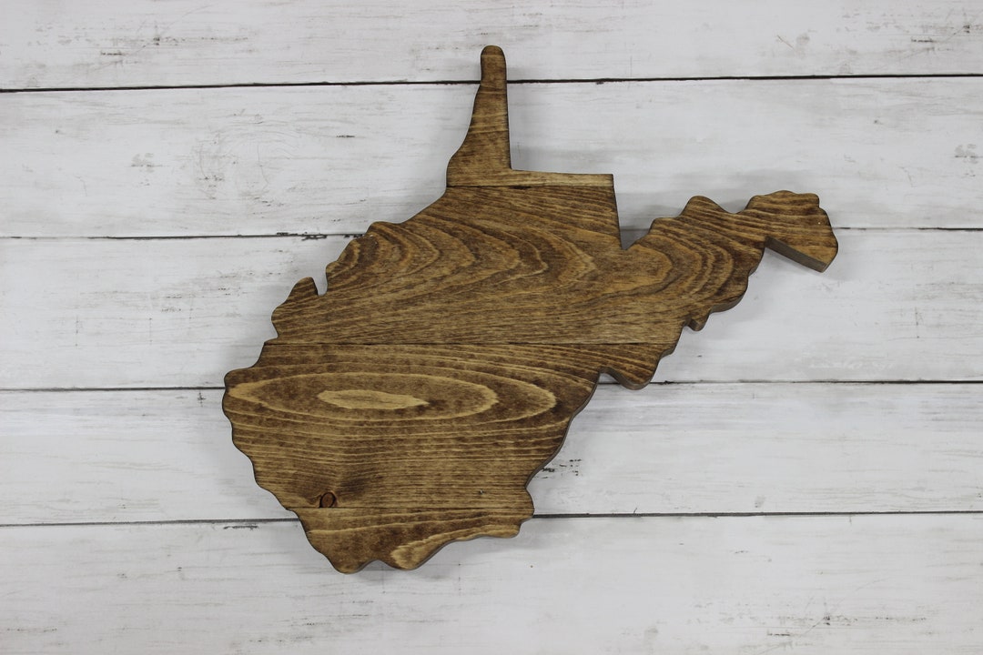 Wooden West Virginia State Sign Shaped Large Cutout, Handmade With