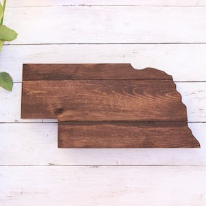 Wooden Nebraska State Sign Shaped Cutout Wall Decor Art  Gift Handmade With Rustic Reclaimed Wood From Pallets