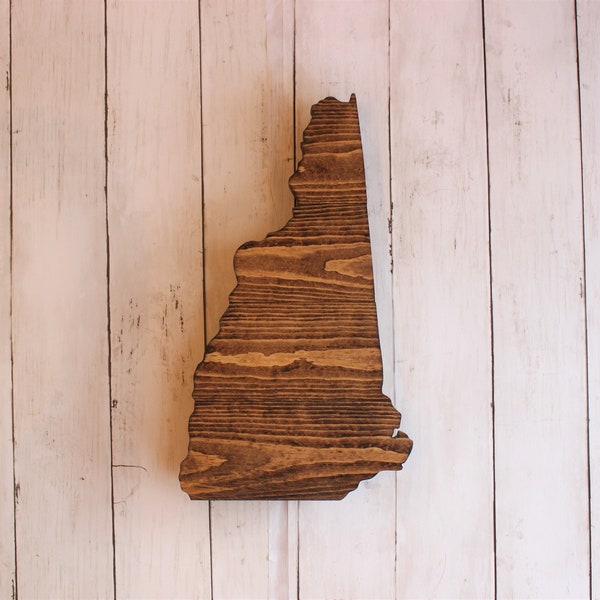Wooden New Hampshire State Sign Shaped  Cutout Decor Wall Art Gift Handmade With Rustic Reclaimed Wood Pallets