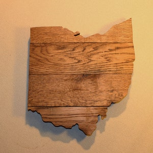 Wooden Ohio State Sign Shaped Large Cutout, Wall Art Decor Home Plaque Gift, Handmade With Rustic Reclaimed Wood From Pallets