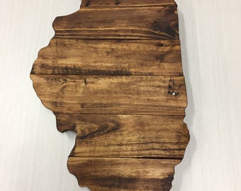 Illinois State Sign | Illinois Sign | Illinois Map | Illinois Wall Art | Illinois Home Decor | Illinois Art | Chicago | Rustic sign