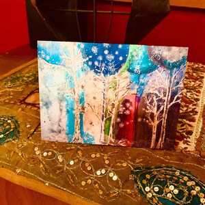 Cartão de presente artístico original com envelope - cristais de inverno