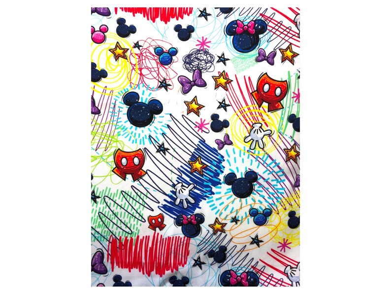 1 Yard Cotton Woven 36x60. Disney Themes Scribble Disney Motifs image 1