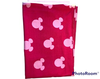 1 Fat Quarter of pink Mickey silhouette on bright pink background - Cotton Lycra Fabric.