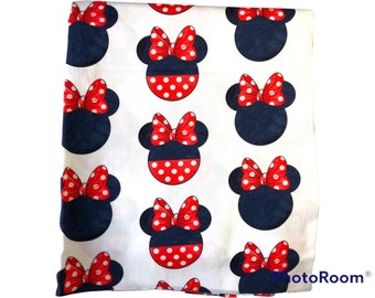 1 yard Disney’s Mickey and Minnie silliouettes fabric- Cotton Woven on white background.