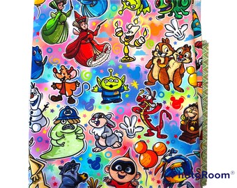 1 Yard Tie Dye background on Cotton Woven fabric featuring Disney Sidekicks