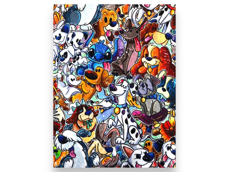 1 Yard cotton woven fabric Stacked Cartoon Small print Disney Dogs image 1