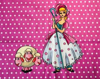 Toy Story Bo-Peep panel.  Includes sheep.  Pink background