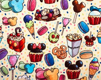 Disney Snacks - yellow background 1 fat quarter