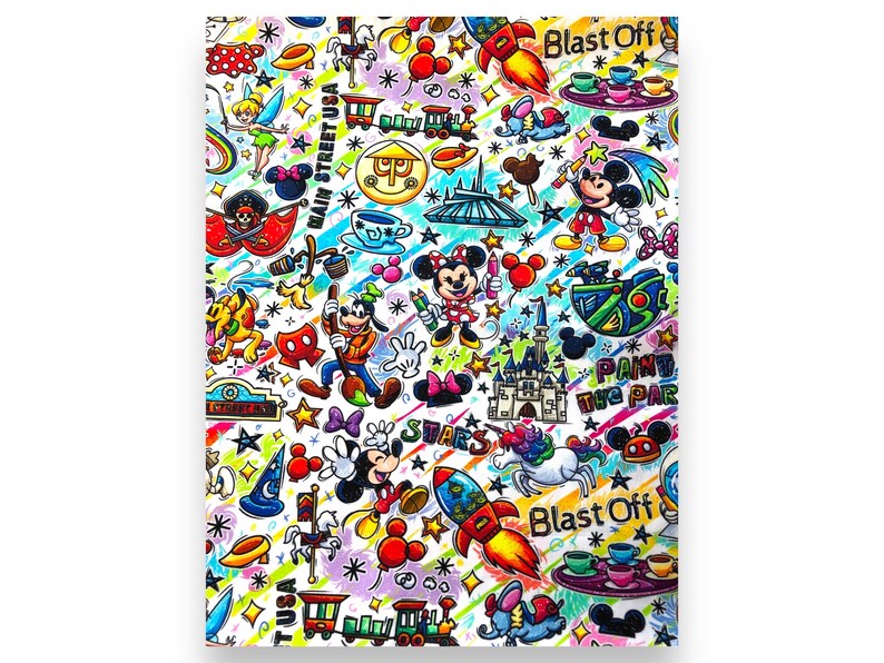 1 Yard Cotton Woven 36x60. Disney Blast Off theme. Main Street USA image 1