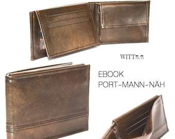 eBook PORT MANN NÄH, herenportemonnee, naaipatroon, naai-instructies, naaipatroon in het Duits, video op YouTube Digitale download