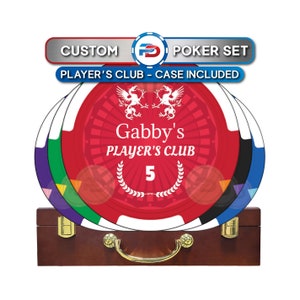 Custom Poker Chip Set | Player&#39;s Club | 100ct-1000ct Set Sizes Available | Carrying Case Included