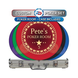 Custom Poker Chip Set | Poker Room | 100ct-1000ct Set Sizes Available | Carrying Case Included