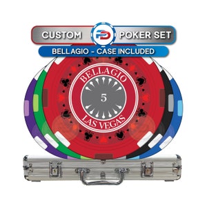 Custom Poker Chip Set | Bellagio | 100ct-1000ct Set Sizes Available | Carrying Case Included