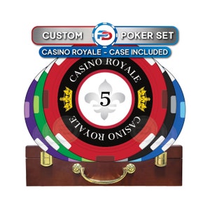 Custom Poker Chip Set | Casino Royale | 100ct-1000ct Set Sizes Available | Carrying Case Included