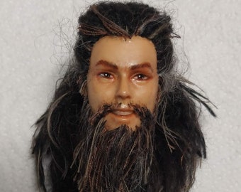 OOAK Barbie Ken Head repaint and reroot, with beard, custom doll