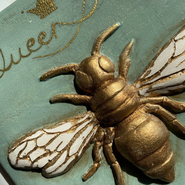 Biene Bienenrelief Wandrelief Bienenbild Wandbild Relief Honigbiene, Bienenkönigin
